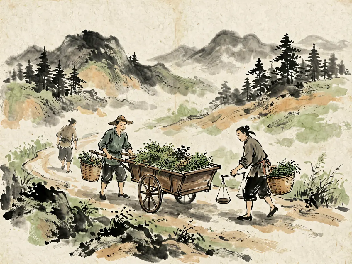 2020 年柴胡收购场景（水墨画意）